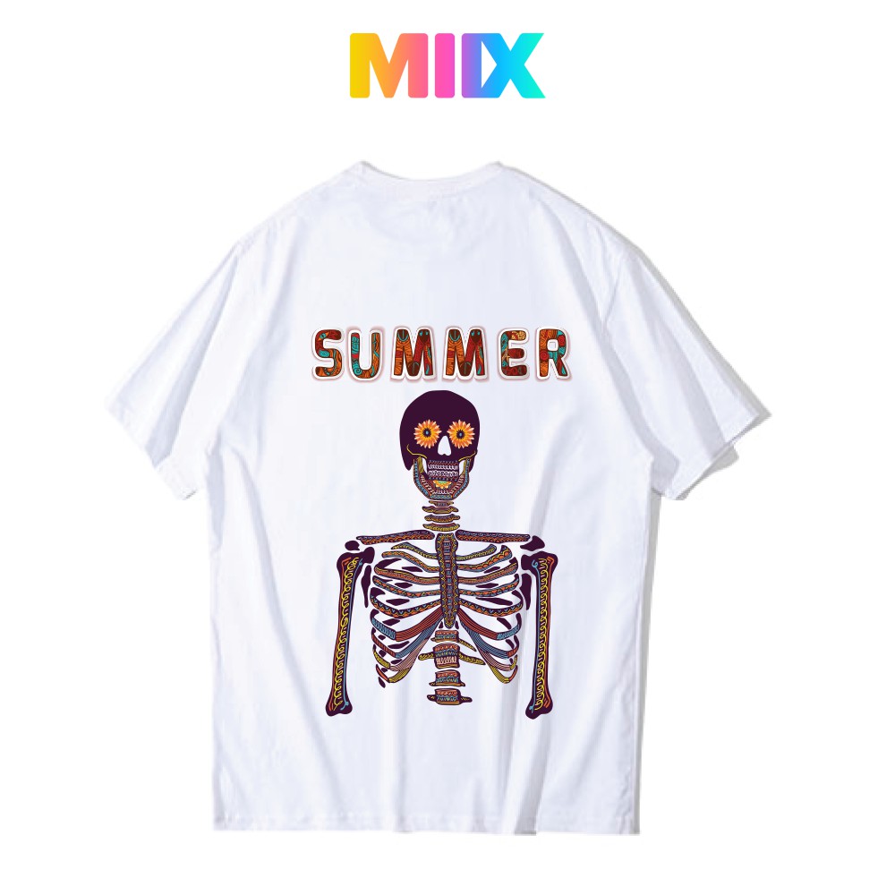 Áo thun nữ tay lỡ form rộng hoạt tiết chữ phối hình năng động unisex Miix basic tee màu trắng MT019