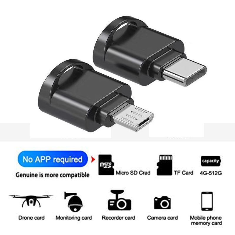 Bộ chuyển đổi đầu đọc thẻ nhớ USB Type-C & Micro USB Micro SD TF cho điện thoại và máy tính bảng Android, đầu đọc thẻ nhớ, Cắm và chạy mà không cần APP