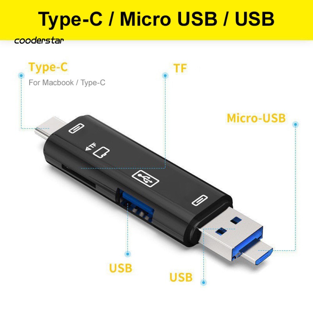 Đầu Đọc Thẻ Nhớ Đa Năng Cổng Micro Usb 2.0 Type-C Tf