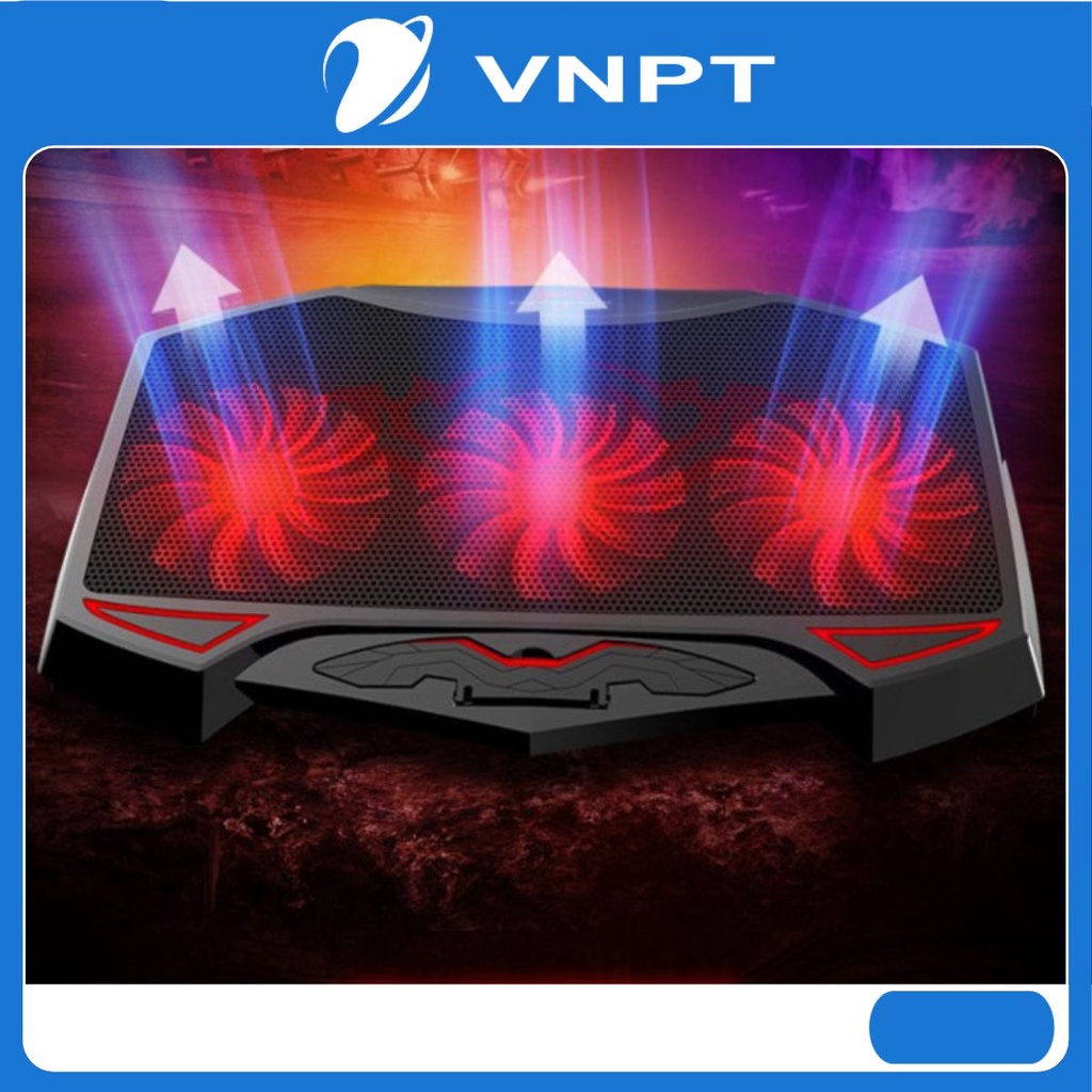 Đế Tản Nhiệt Laptop Nuoxi 3 Kiêm Giá Đỡ Máy Tính Laptop 15.6 inch, 14 inch, 17 inch Gaming Gấp Gọn 3 Quạt Lớn