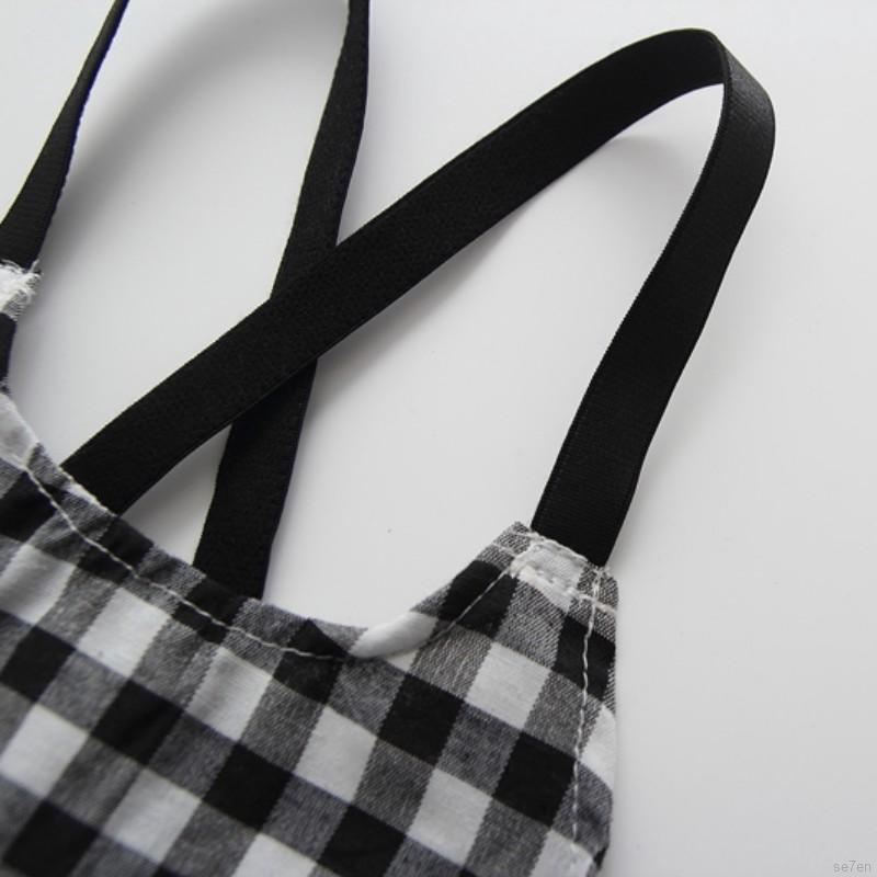 Đầm Hai Dây Họa Tiết Kẻ Ca Rô Dành Cho Bé 1-6 Tuổi