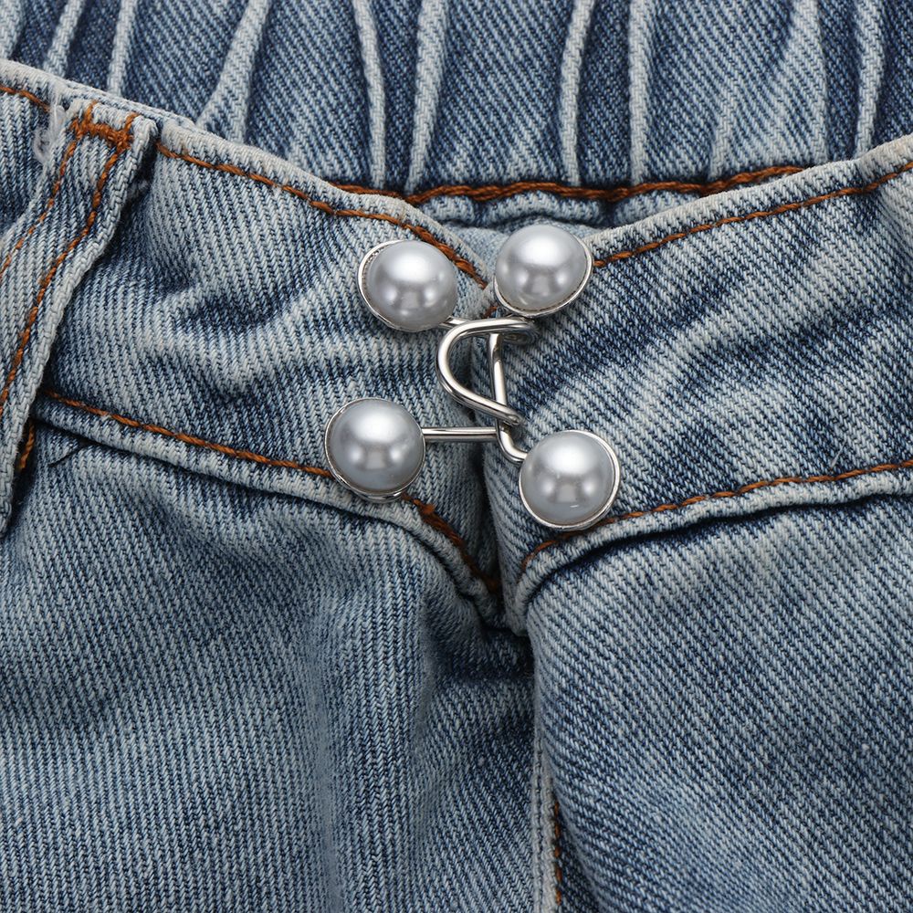 Nút điều chỉnh quần jean đính ngọc trai vô hình có thể tháo rời diy