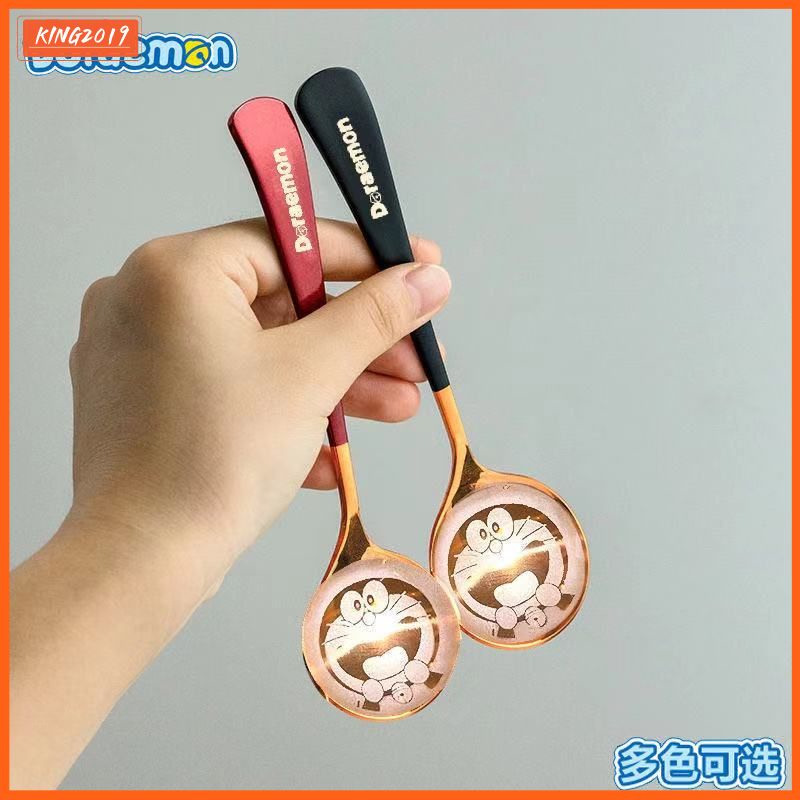 Vàng/Bạc Doraemon muỗng Không Gỉ phim hoạt hình thìa Rose Gold muỗng cà phê tinh tế in ấn muỗng
