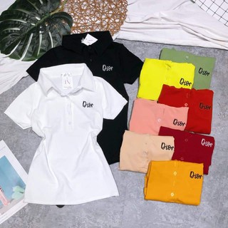 ÁO THUN CỔ BẺ THÊU - DÁNG ÁO BỎ THÙNG