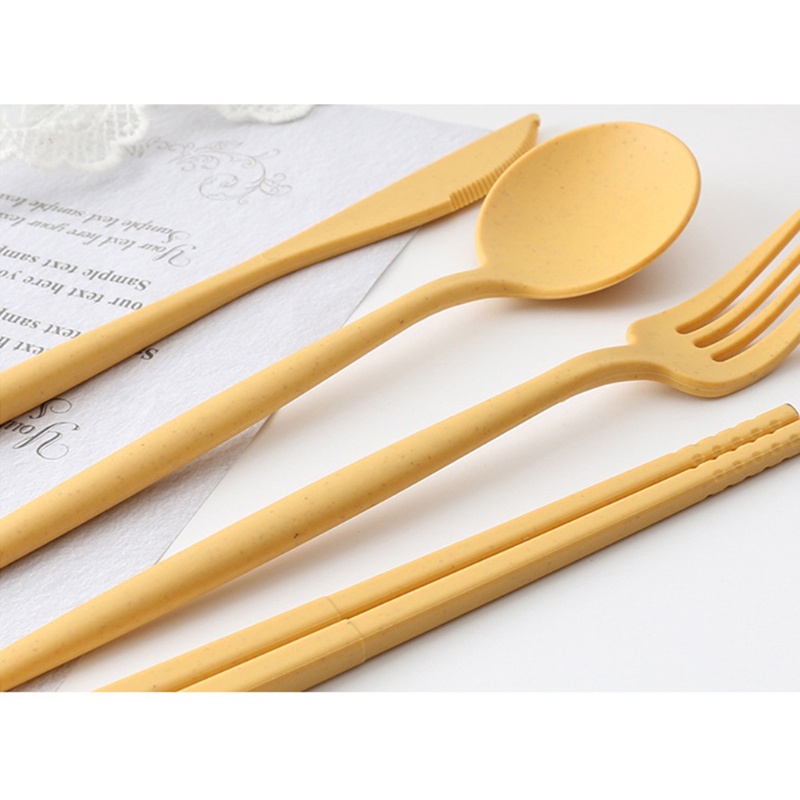 Bộ Muỗng Đũa Nĩa Bằng Lúa Mạch Sáng Tạo Tiện Dụng Mang Theo Du Lịch