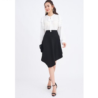 Chân váy dáng A 92WEAR xẻ vạt dập ly JAA0747