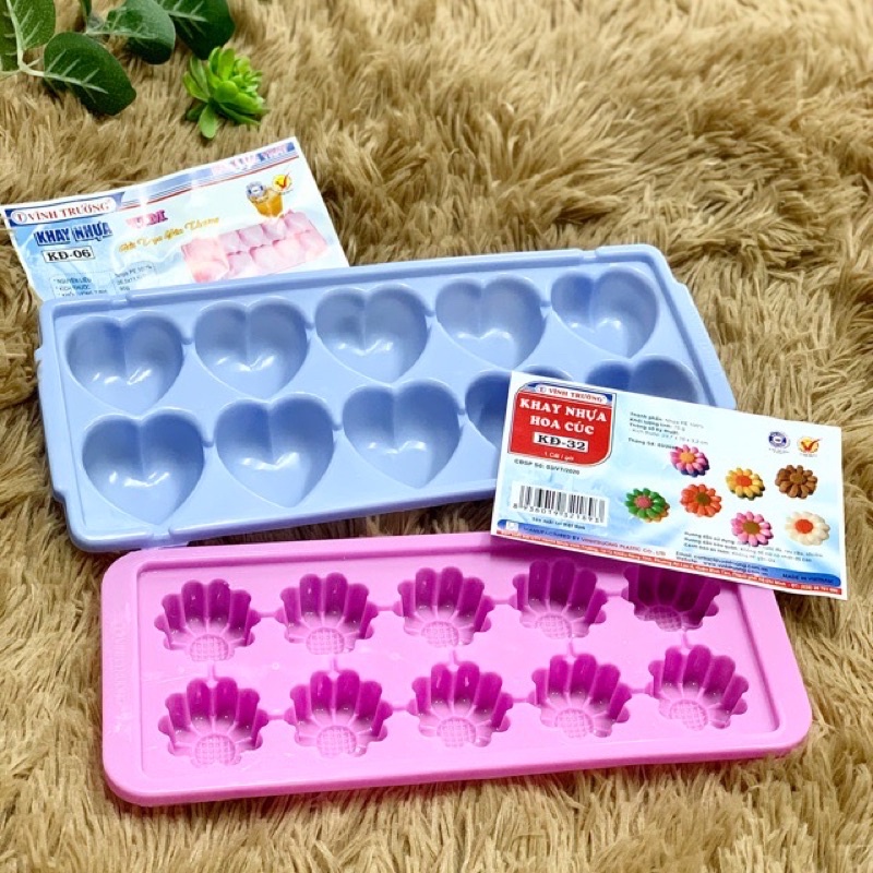 Combo 5 khuôn rau câu, thạch trà sữa hoa cúc, trái tim
