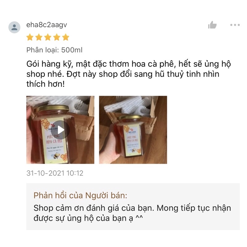 Mật ong nguyên chất hoa cà phê cao nguyên BEE LOVE, cô đặc, nhà nuôi không qua trung gian, không pha đường hay phụ gia