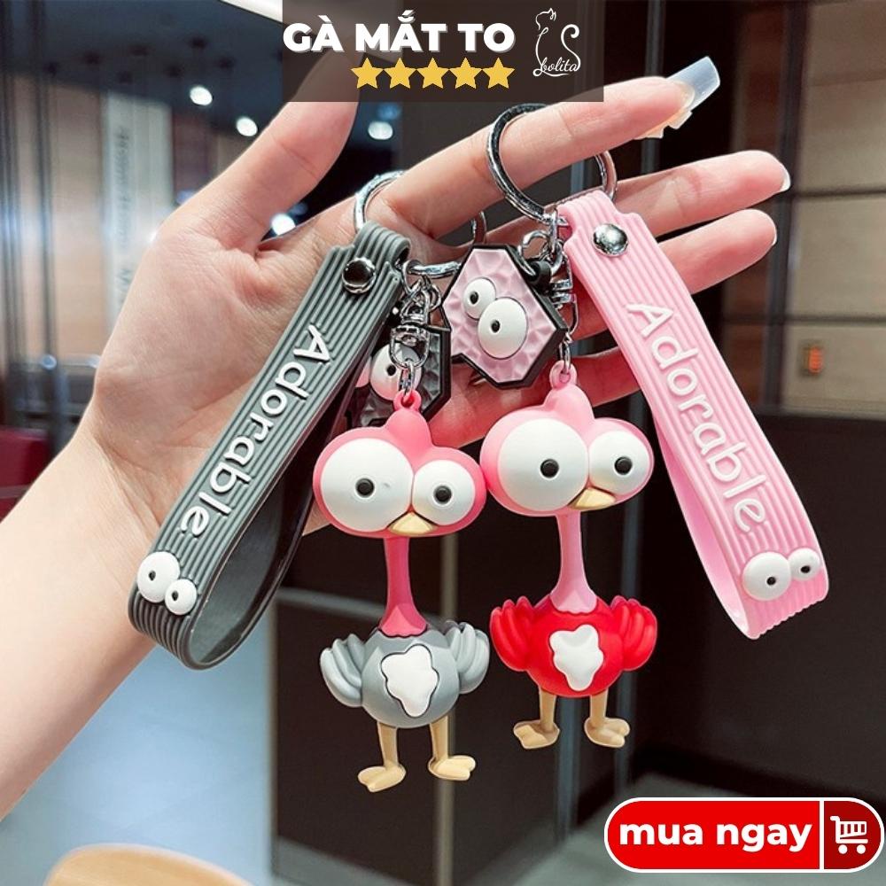 Móc khoá xe máy gà mắt to Disney phong cách độc lạ, Móc khoá treo balo phụ kiện túi xách trẻ trung cute dễ thương