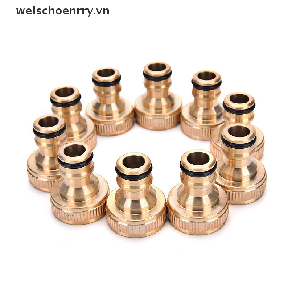 WW 2pcs 3/4&quot; Threaded Brass Tap Adaptor Garden Water Hose Pipe Connector Fitting WW