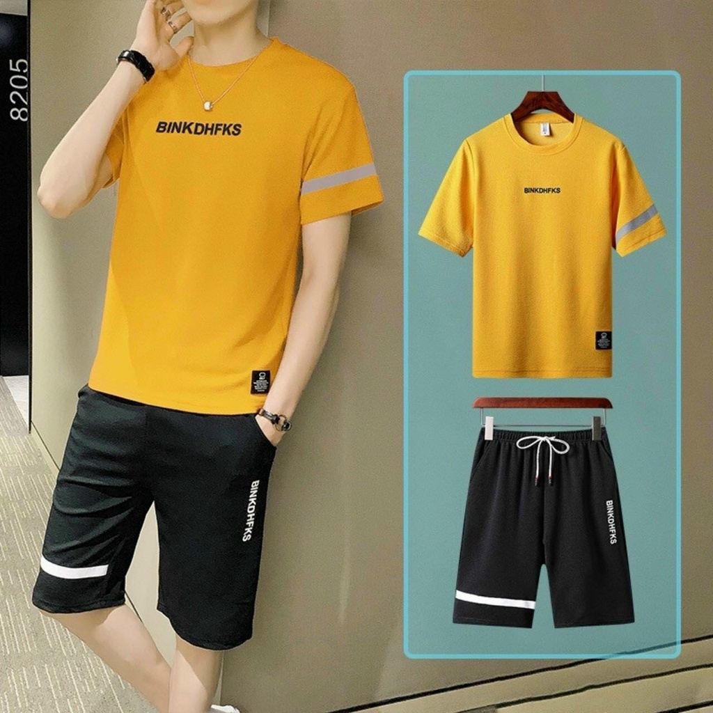 Set bộ đồ nam thun quần đùi cực hot của giới trẻ phong cách Ulzzang hot trend 2021 Hàn Quốc mặc mùa hè