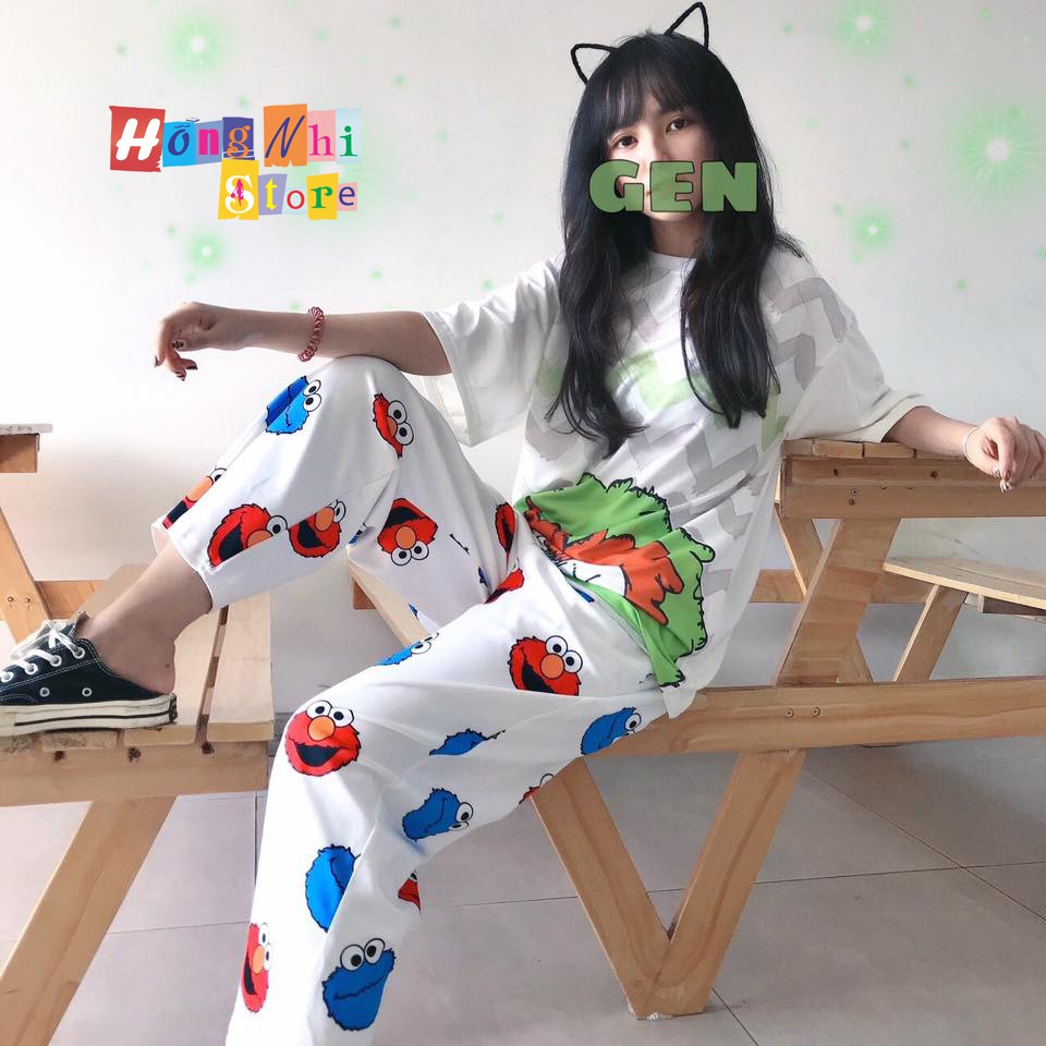 QUẦN CARTOON PANT UNISEX, QUẦN HOẠT HÌNH LỬNG ỐNG RỘNG LƯNG THUN - MM