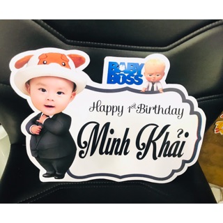 Bảng tên bé kèm chibi chủ đề bossbaby [phụ kiện trang trí sinh nhật]