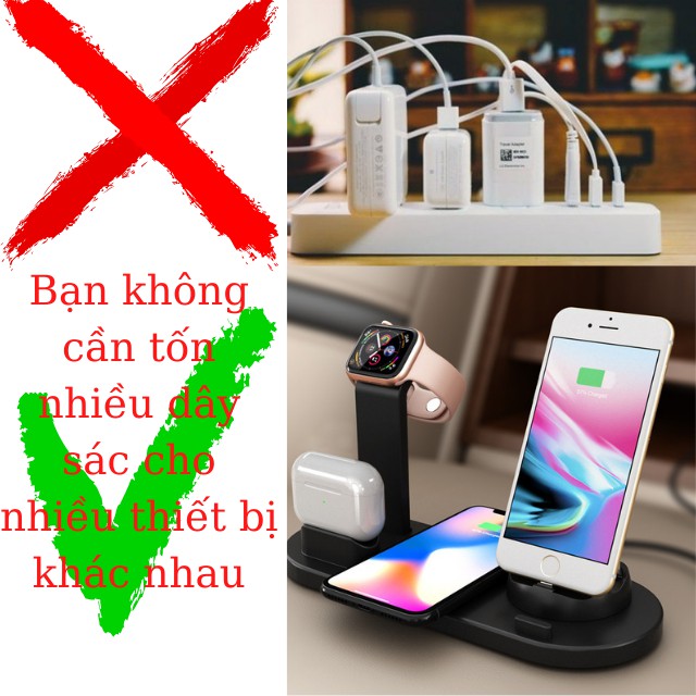 [ Quà Tặng Hấp Dẫn ] Dây Sạc Đế Sạc Điện Thoại Iphone Sạc Nhanh Không Dây Sạc Smart Watch Air Pod