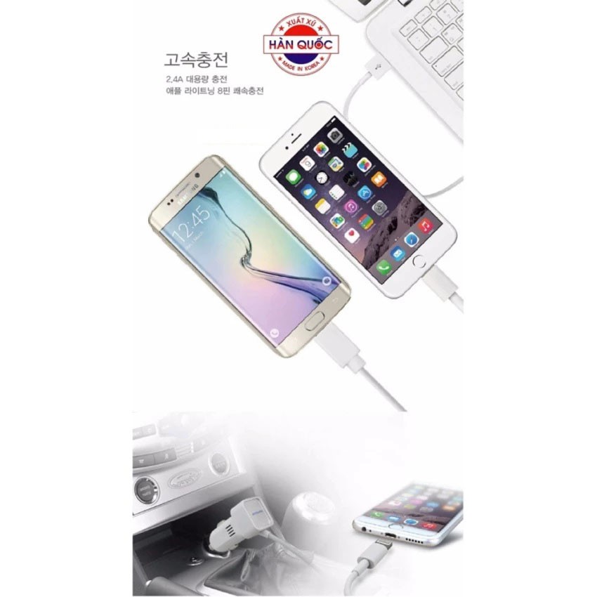 Sạc nhanh cao cấp cho xe hơi iPhone 2.4A Zingalo Korea DL-956