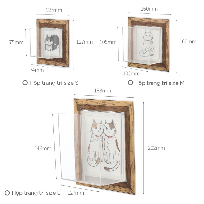 Khung tranh vuông sâu lòng nuôi cá, trồng cây thủy sinh dán tường FaSoLa FSLQJ-0139