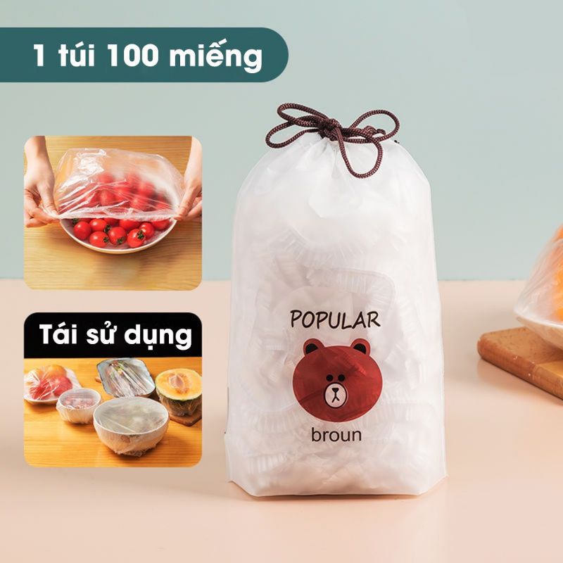 Màng Bọc Thực Phẩm Có Chun Co Giãn Siêu Dai - Túi 100 Màng