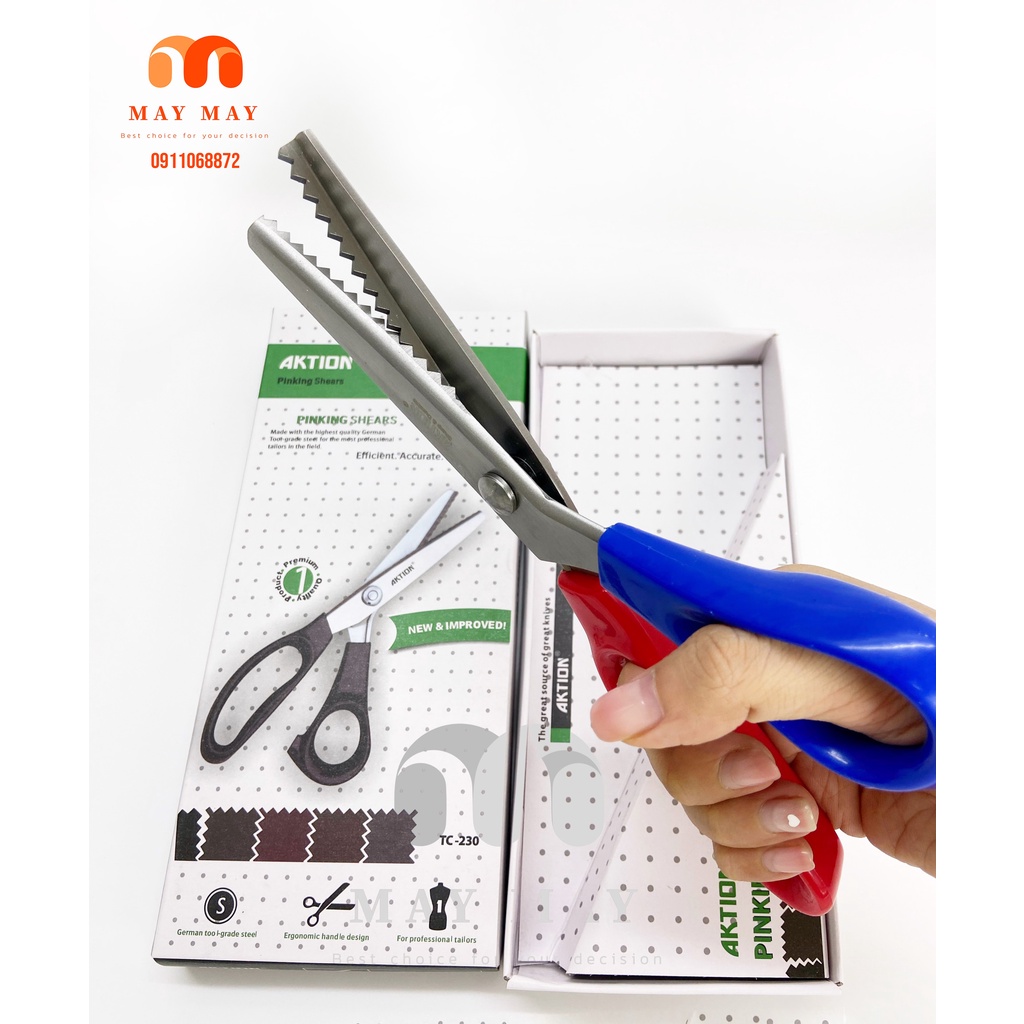 Kéo răng cưa dùng cắt giấy, vải nỉ, HIỆU AKTION, lưỡi kéo săc bén, hàng cao cấp