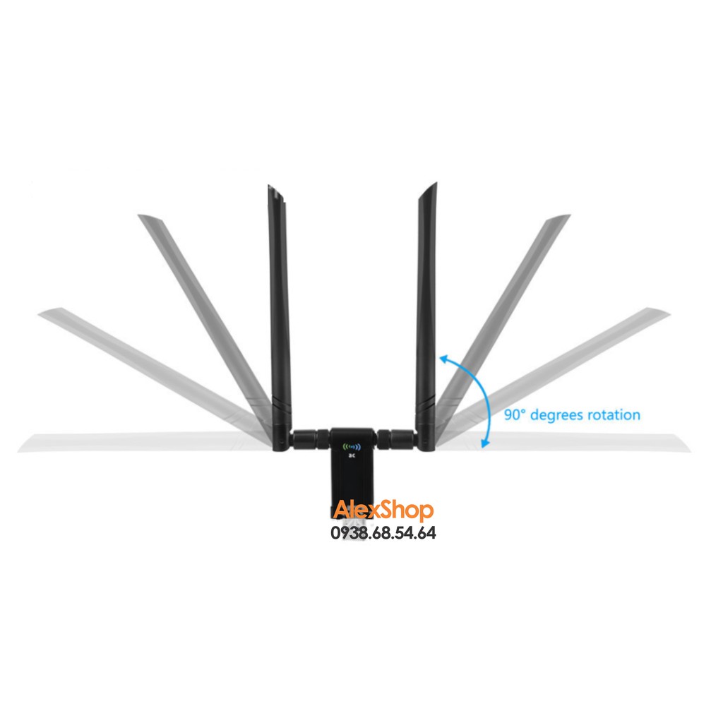 [Mã ELORDER5 giảm 10K đơn 20K] USB WiFi 3.0 Thu Phát Mạng Không Dây Anten 6dBi Băng Thông 1200Mbps Băng Tần Kép