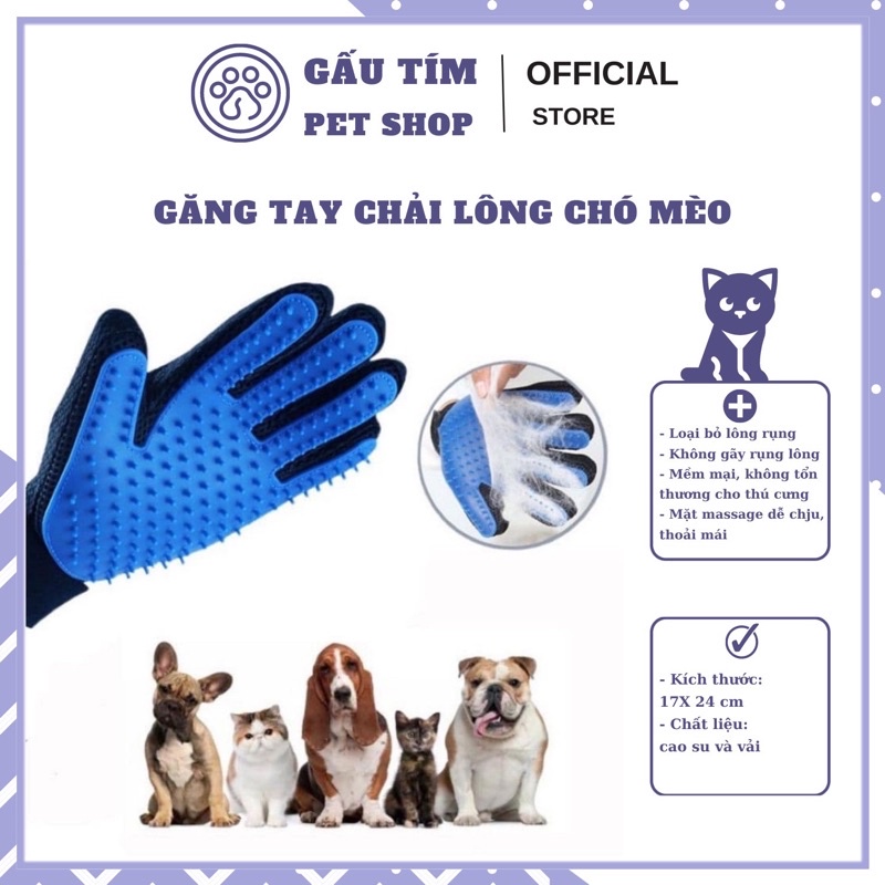 Găng tay chải lông chó mèo