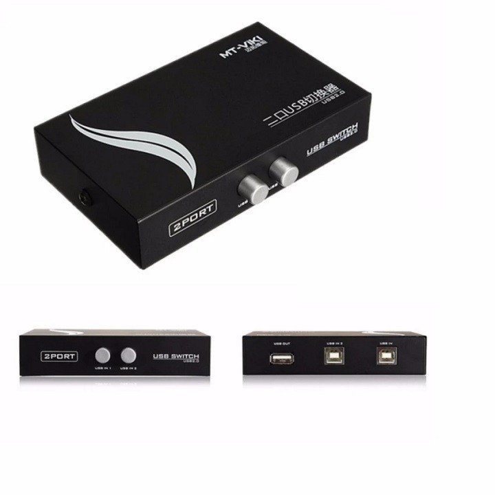 Bộ gộp 2 máy tính dùng chung 1 máy in Switch USB MT-VIKI (Đen) - Bộ gộp máy in