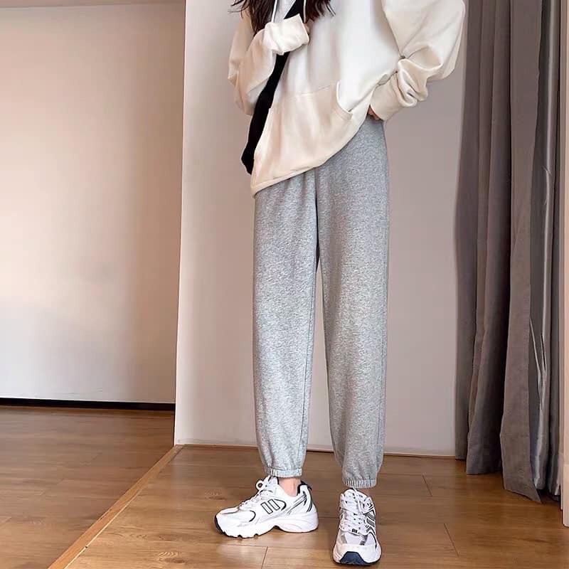Quần Thun Nỉ GOURD Unisex [FREESHIP]  Jogger dáng thụng ống rộng bo gấu màu ĐEN | XÁM Ulzzang nam nữ SIÊU HOT