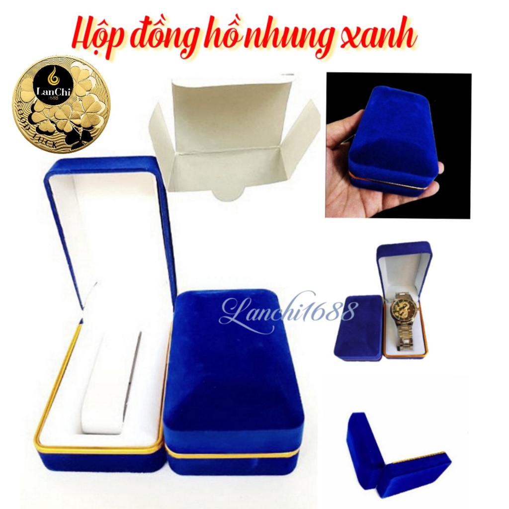 Hộp đồng hồ Nhung xanh cao cấp sang trọng,nhung mềm mịn,hộp đồng hồ,hộp nhung xanh