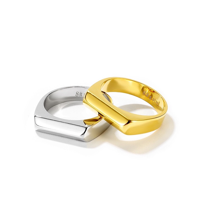 Nhẫn titan unisex mặt 2 cạnh vát nhọn không gỉ UR2101