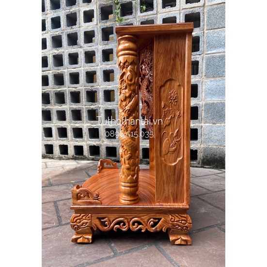 Bàn thờ thần tài ông địa gỗ gõ đỏ 60 x 81cm   - TUTHOTHANTAI.VN