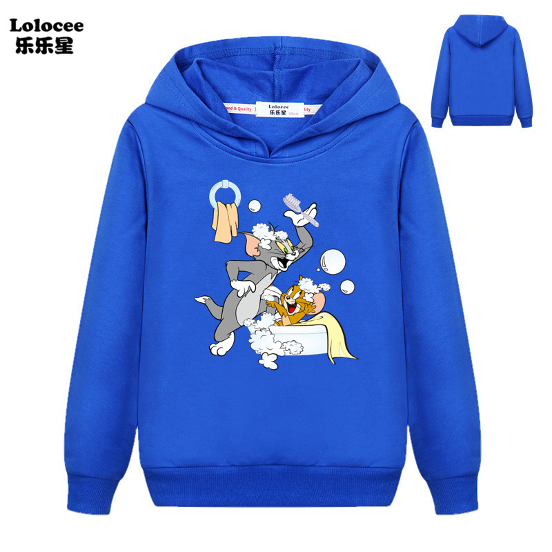 Áo Hoodie Dài Tay In Họa Tiết Tom &amp; Jerry Xinh Xắn Dành Cho Bé Trai