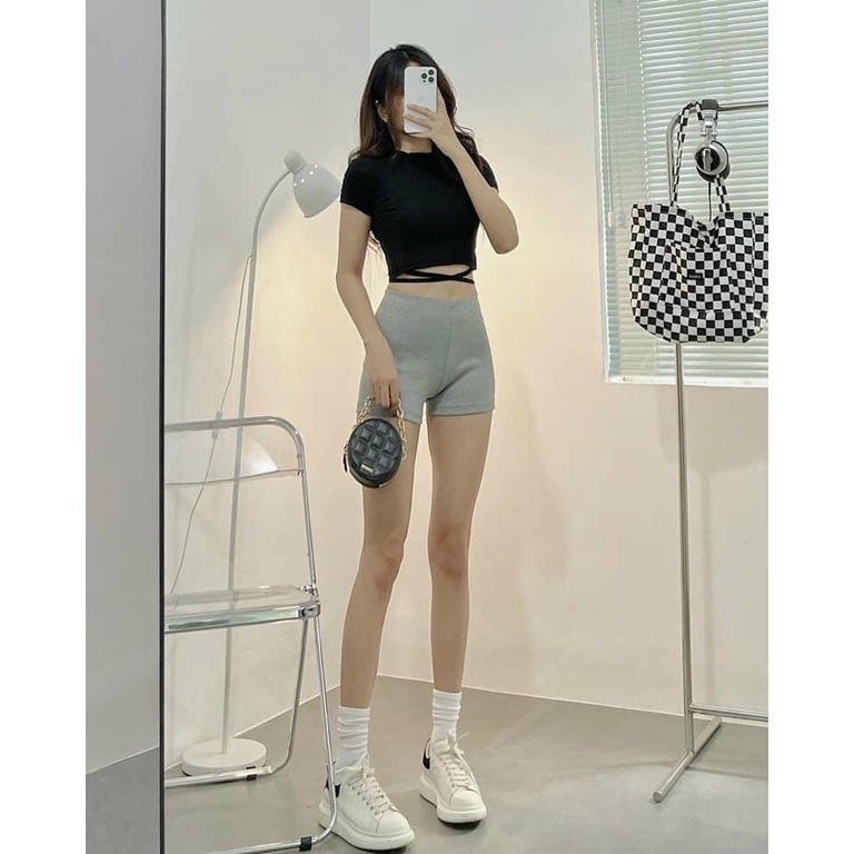 Quần đùi ngắn nâng mông chất borip co giãn thoải mái cho nữ mặc ở nhà đi tập xịn xò-CUN9130