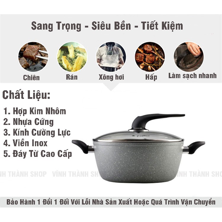 Nồi Chống Dính Đáy Từ Đa Năng Nấu Được Tất Cả Các Loại Bếp Kích Cỡ Lớn Size 28cm