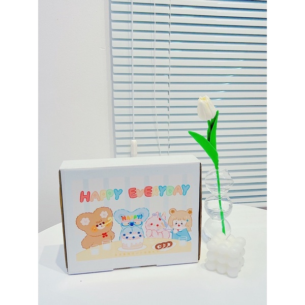 Hộp Đựng Quà Chúc Mừng Sinh Nhật Size 25x20x6 In Hình Gấu Ngộ Nghĩnh - Yori Party