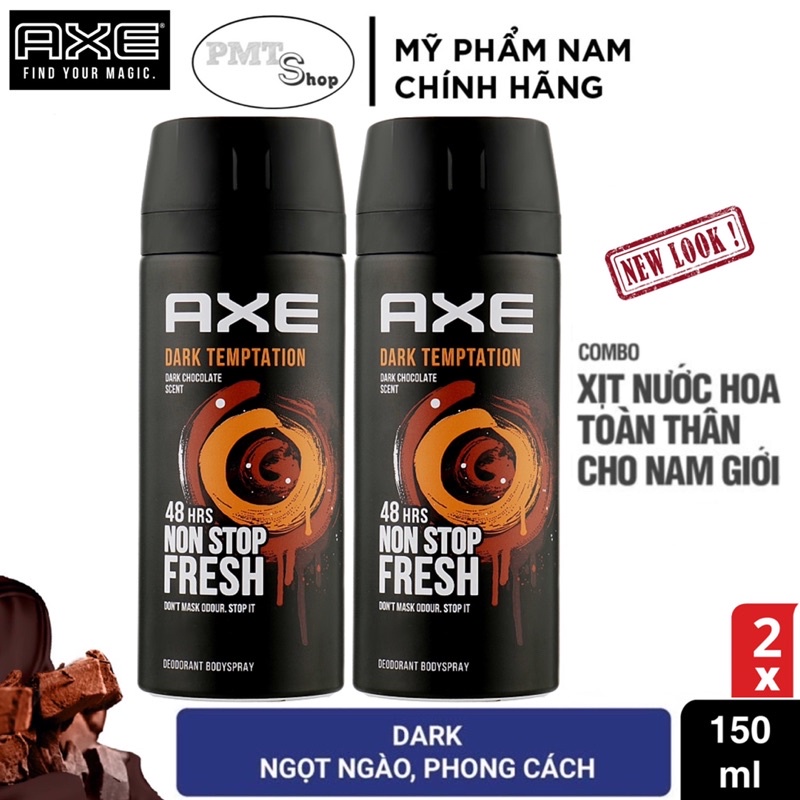 Combo 2 Xịt khử mùi toàn thân nam AXE Musk 150ml x 2 chai hương nước hoa