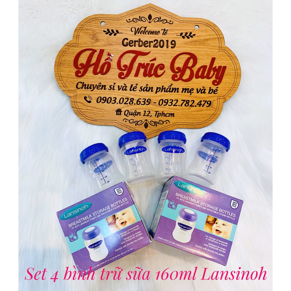 Set 4 Bình trữ sữa Lansinoh 160ml