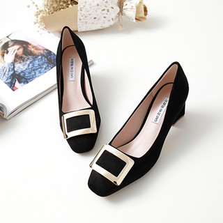 Giày Cao Gót 5 Phân Mũi Vuông Đế Vuông