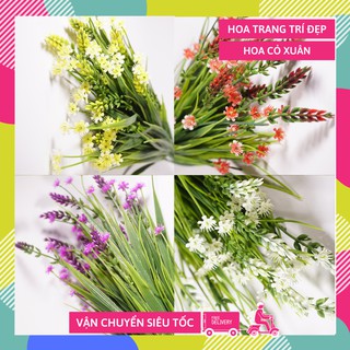 Hoa giả đẹp trang trí nhà cửa hoa Cỏ Xuân - Cao 45cm bụi 12 cành