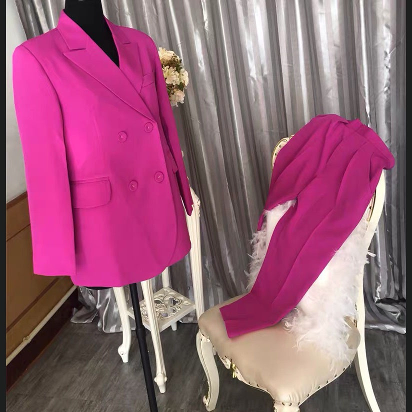 SET bộ vest nữ hồng neon | áo khoác vest blazer nữ  chiết eo, Quần Ống baggy ống ôm hồng cạp cao QUYNH DESIGN | BigBuy360 - bigbuy360.vn