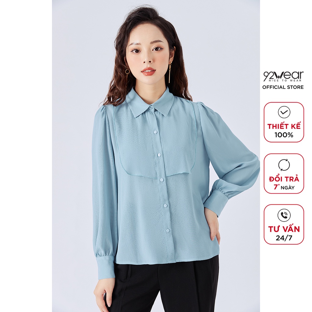 Áo sơ mi nữ công sở 92WEAR thiết kế công sở thanh lịch ASA1645