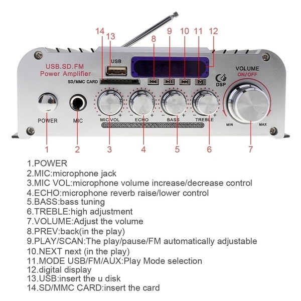 Ampli mini bluetooth 4.0, Amply denon karaoke, Amly mini Karaoke Kentiger HY 803, âm thanh cực đỉnh, hàng nhập khẩu