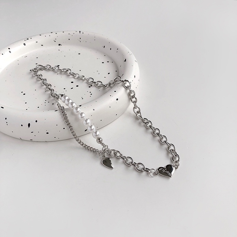 Vòng cổ Chuỗi Ngọc Trai Kim Loại Phong Cách Hiphop