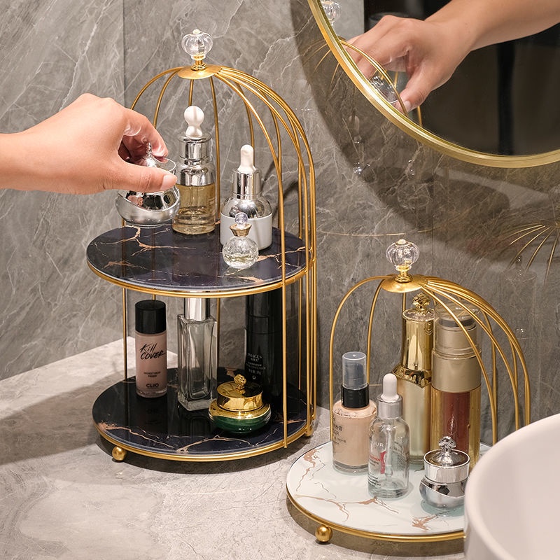 Kệ Sắt Màu Vàng Kim Đựng Mỹ Phẩm Đồ Trang Điểm Tiện Dụng