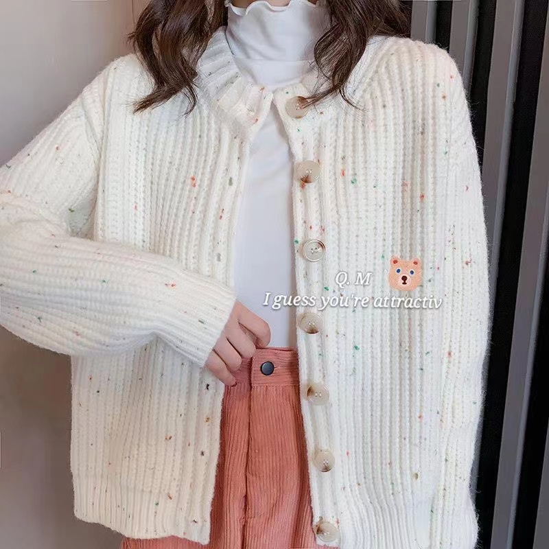 Áokhoác cardigan dệt kim mềm mại phong cách phương Tây thời trang màu xanh dương nhạt dành cho nữ