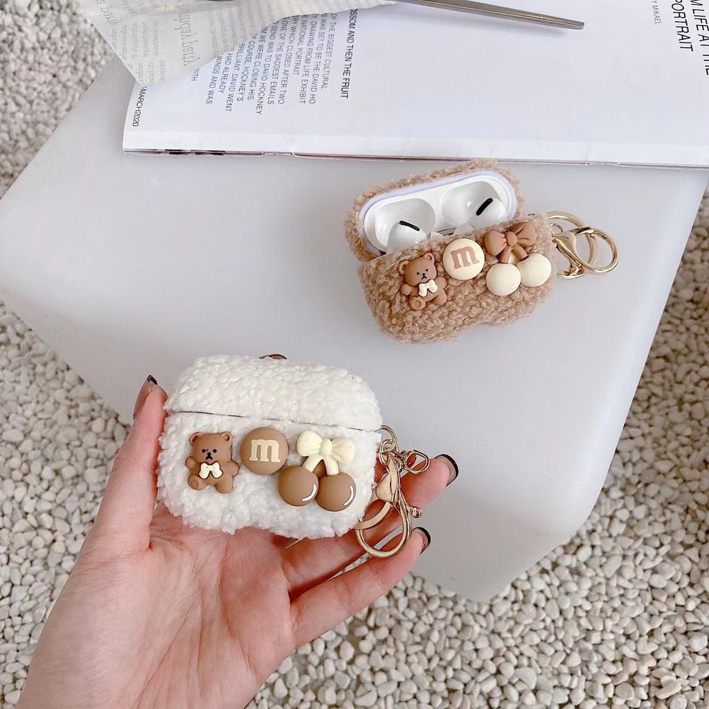 Ốp bảo vệ hộp sạc tai nghe Bluetooth Airpods 1/2 Pro bằng silicon mềm hình gấu bánh quy dễ thương