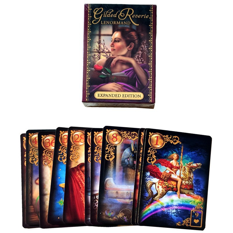 Bài Bói Tarot Lenormand Gilded Reverie Tiếng Anh Cạnh Bài Mạ Vàng Sang Trọng