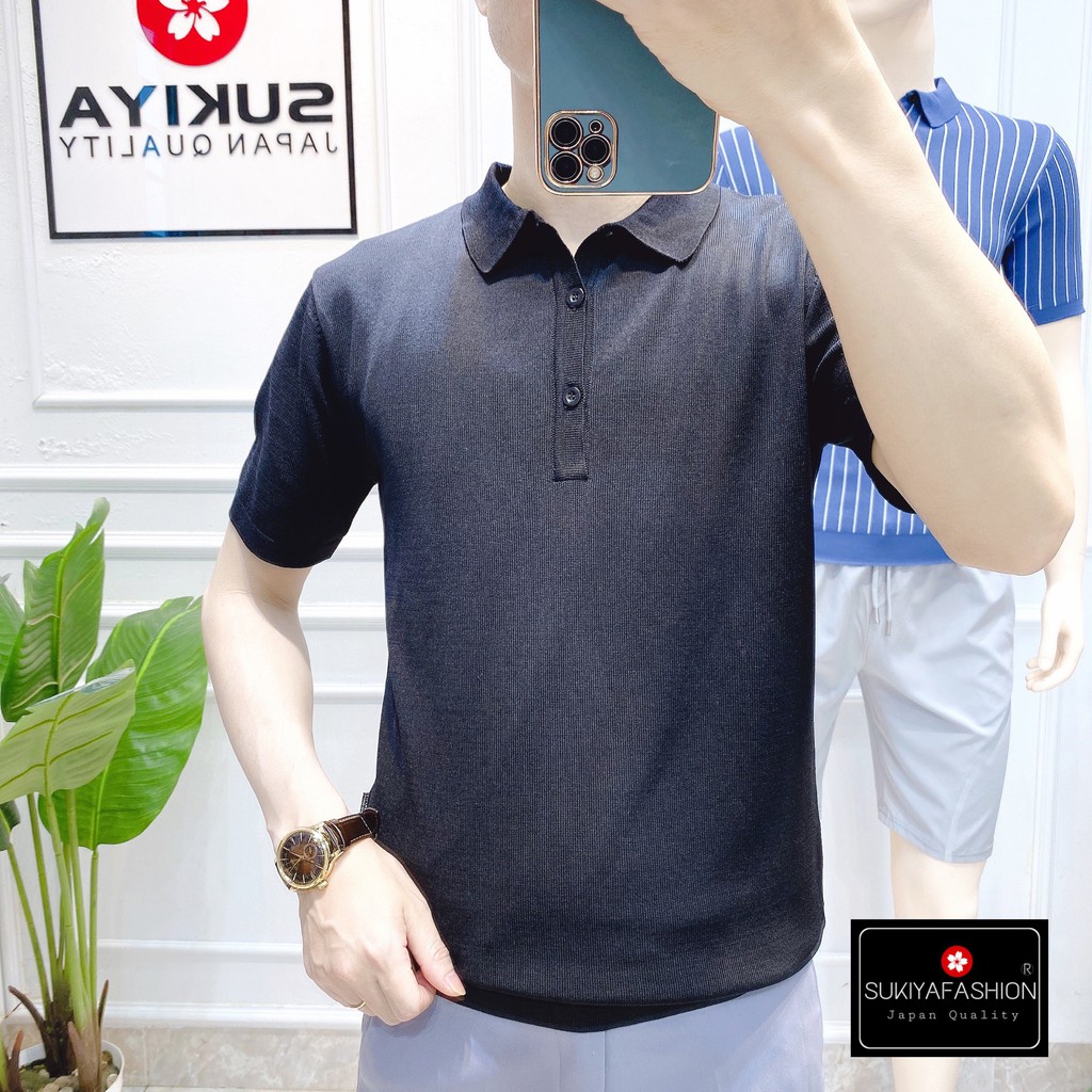 Áo polo nam SUKIYA dệt sợi cotton mềm mát dáng hàn quốc AL23