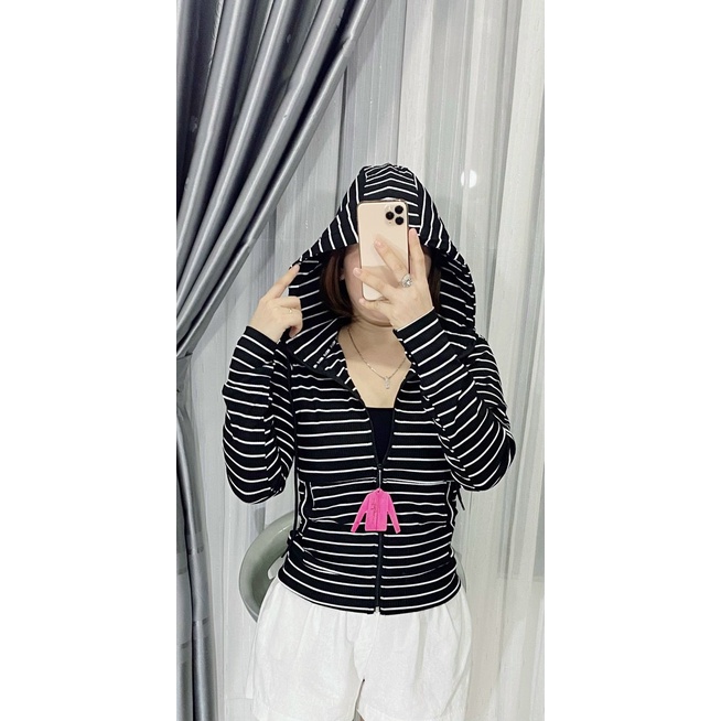 Áo khoác nữ  có mũ bigsize đẹp Áo khoát nữ chống nắng thun lạnh cotton thun gân