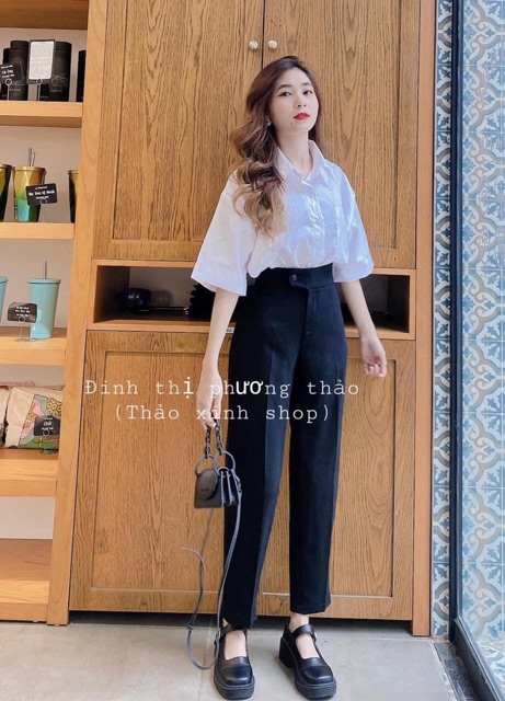 Quần baggy vải( quần tây) cúc giữa | BigBuy360 - bigbuy360.vn