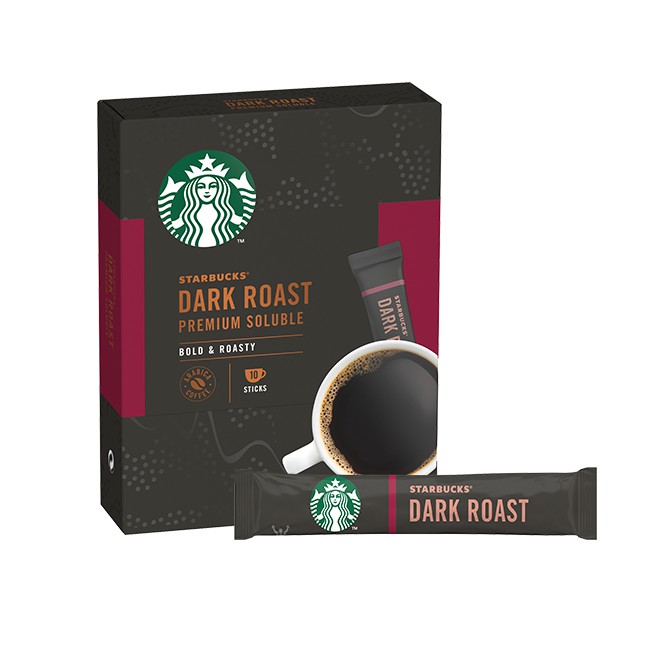 Cà phê đen hòa tan cao cấp Starbucks Rang Đậm ( Hộp 10 gói x 2.3g )