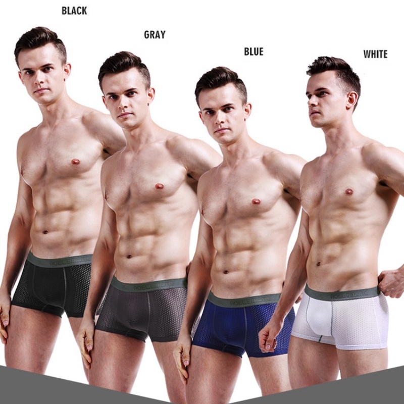 Quần lót boxer ADFASHION bằng lụa lạnh phối lưới thoáng khí thoải mái co giãn thời trang quyến rũ cho nam 114